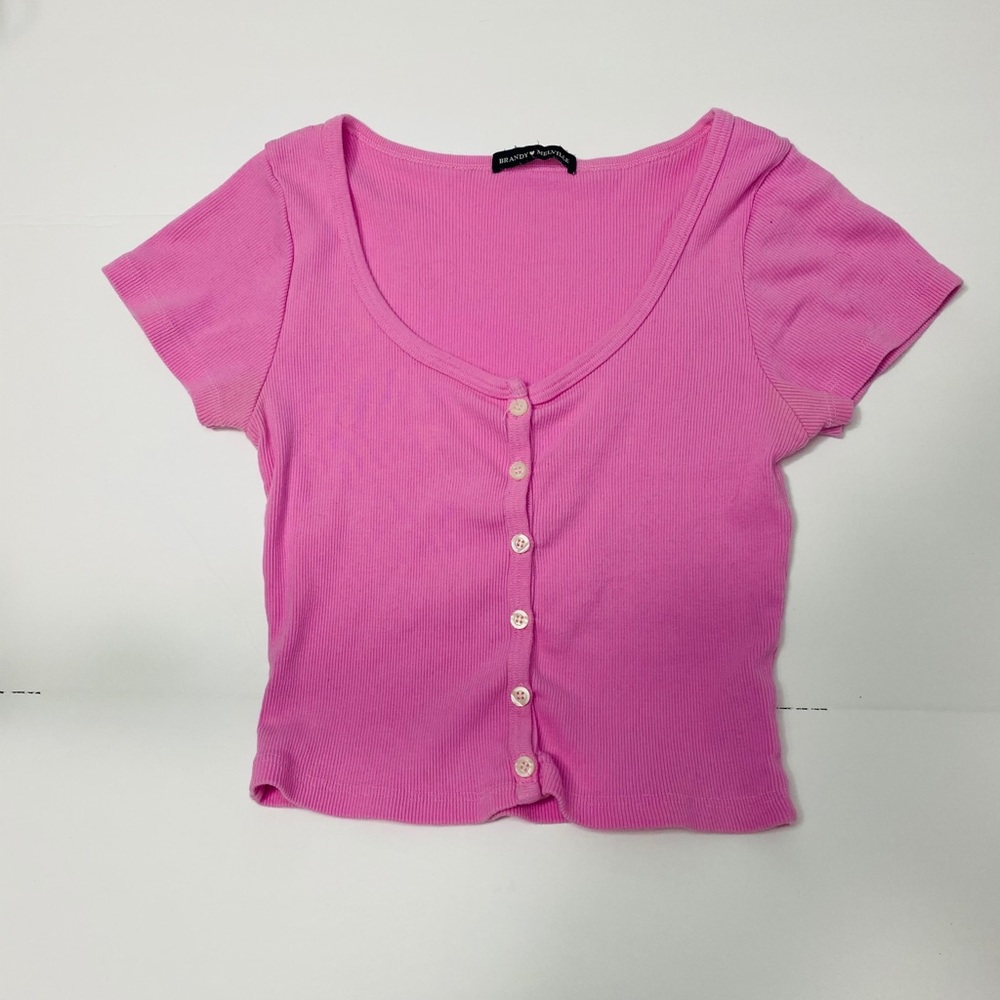 Brandy Melville Pink Ribbed Crop Top